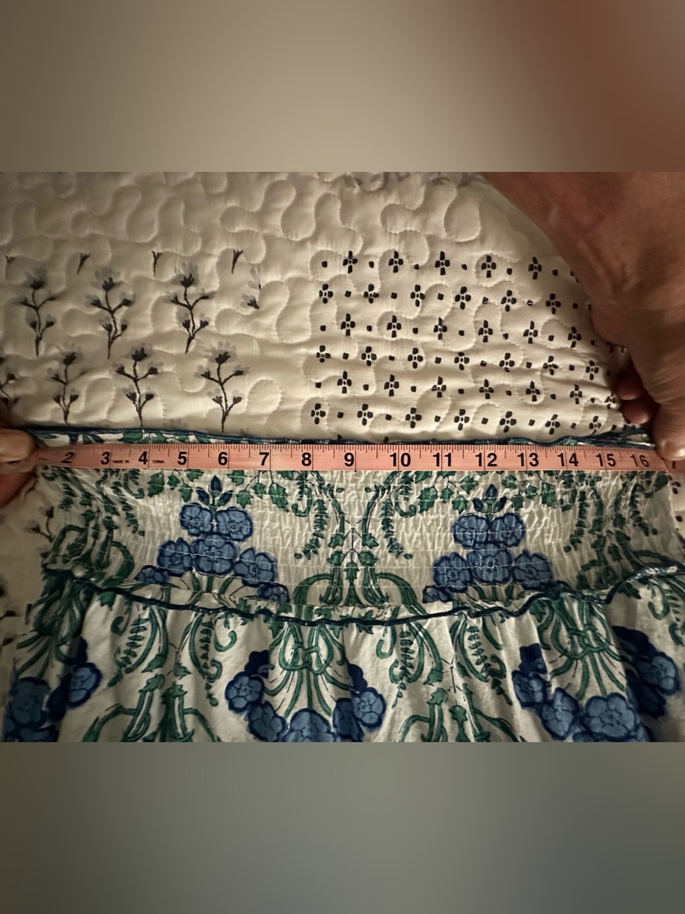 CHARLESTON SHOE CO. White Maxi Skirt with Blue & Green Floral Print - Picture 7 of 9